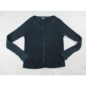 Eddie Bauer Sweater Womens Large Blue‎ Knit Cardigan Cotton Casual Ladies*